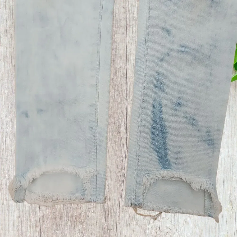 Old Navy Girls Ballerina Jeggings 10 Light Blue Raw Hem Stretch Adjustable Waist